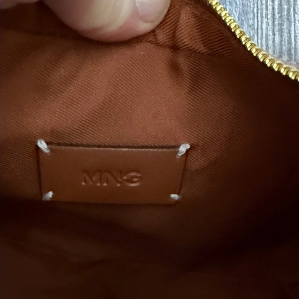 Mango Tan Leather Shoulder Bag